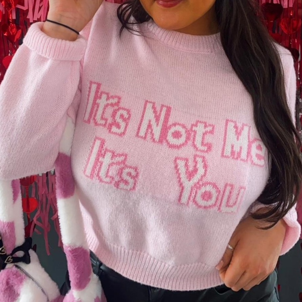“It’s Not Me It’s You” pink sweater 💕